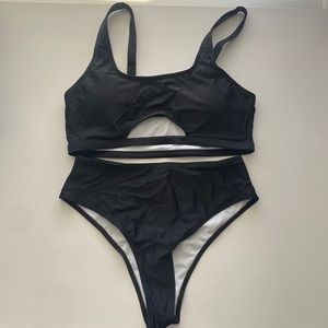 SHEIN 2 piece high-waisted black bikini